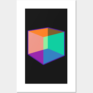 Color Cube Pattern on Purple Posters and Art